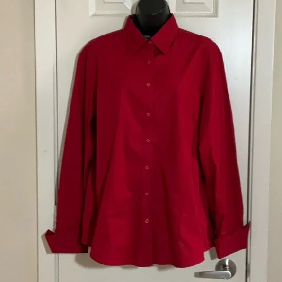 Women's Red Button Down Shirt - Picture 1 of 3